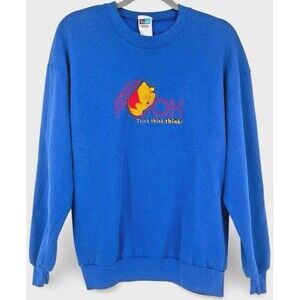 Vintage 90s Disney Winnie the Pooh Embroidered Blue Sweatshirt USA Made XL